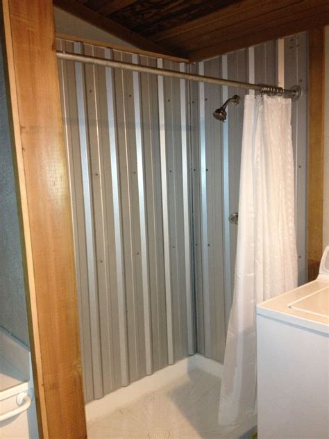 using metal roofing material as a shower enclosure|corrugated steel for shower.